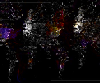 Map of the world showing where edits to OpenStreetMap have been made from.